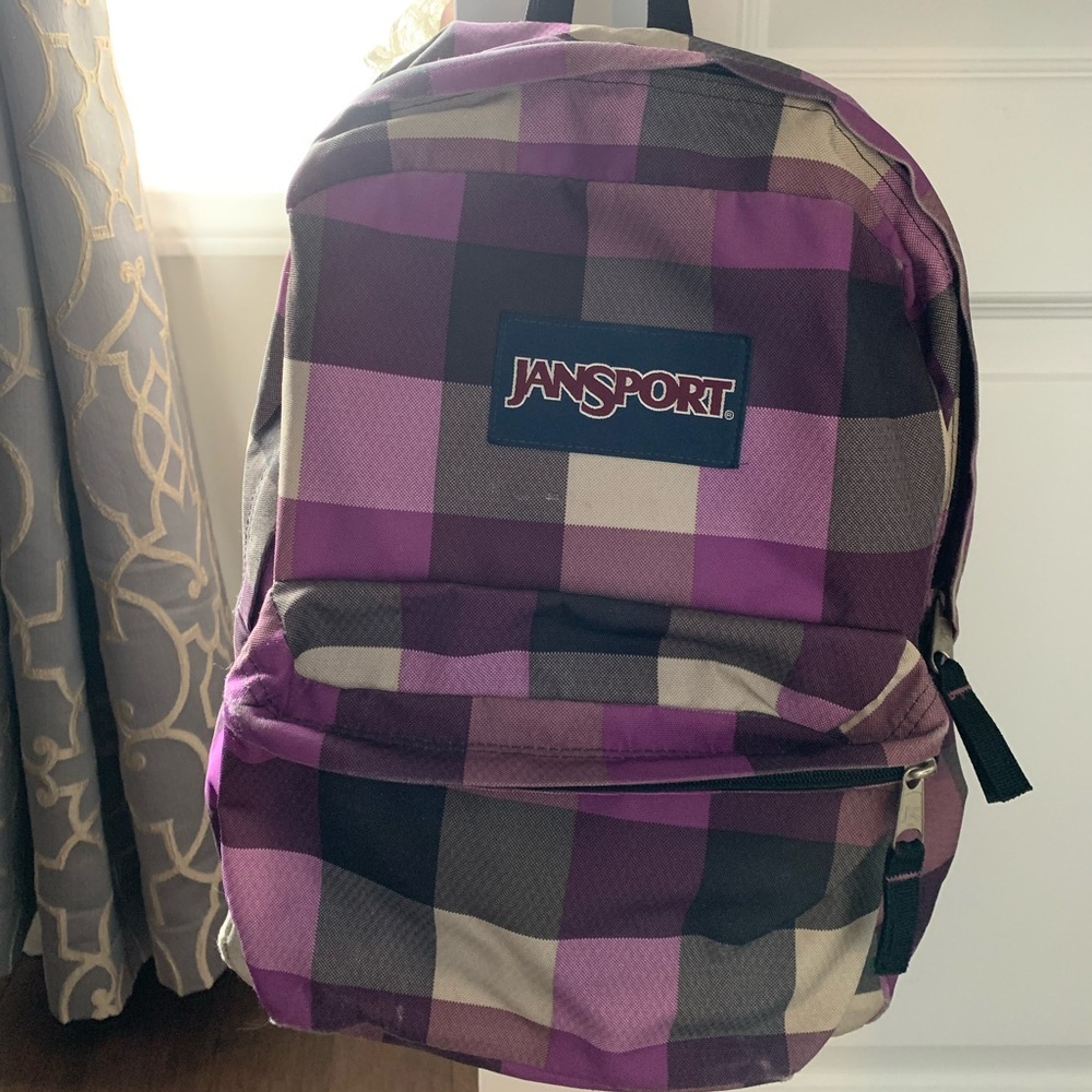 Purple Plaid Jansport Backpack